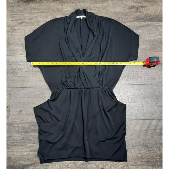 Rachel Roy Black Doleman Sleve Draped Faux Wrap 24 Hour Mini Dress Woman M - Picture 6 of 10